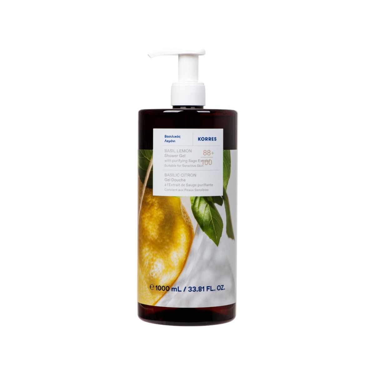 Gel de dus Basil Lemon, 1000ml, Korres