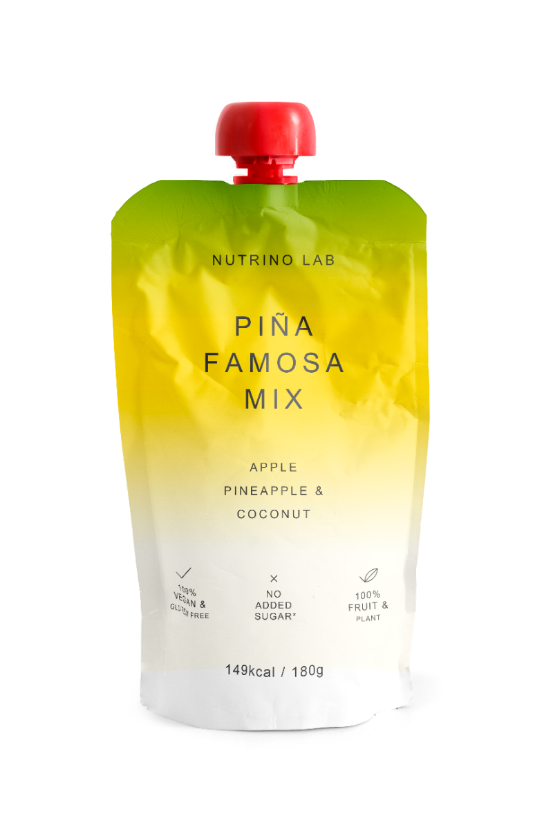 Piure pasteurizat din fructe cu mere ananas si nuca de cocos, 180g, Nutrino Lab