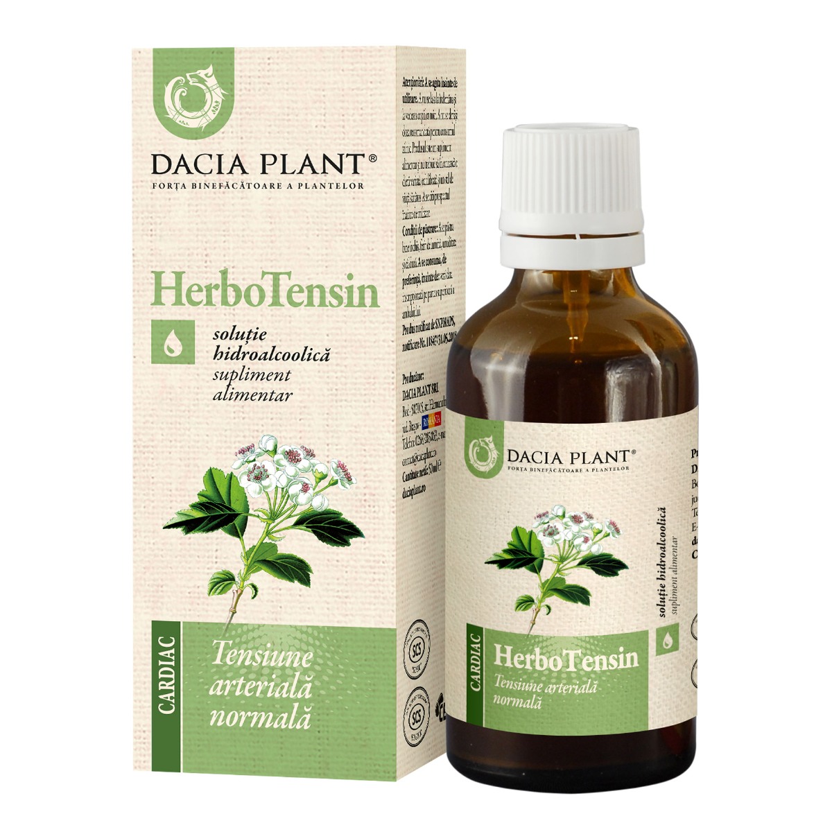 Tinctura pentru reglarea tensiunii HerboTensin, 50ml, Dacia Plant