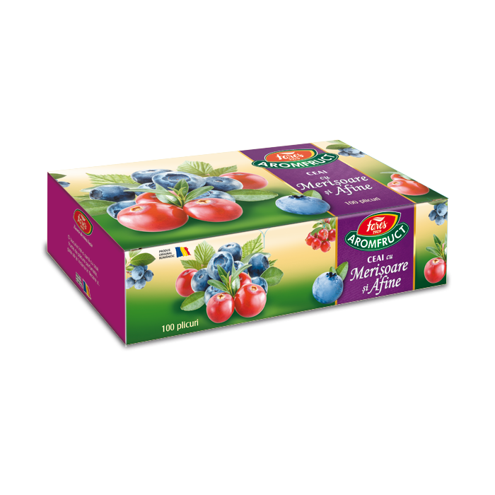 Ceai cu merisoare si afine Aromafruct, 100 plicuri, Fares
