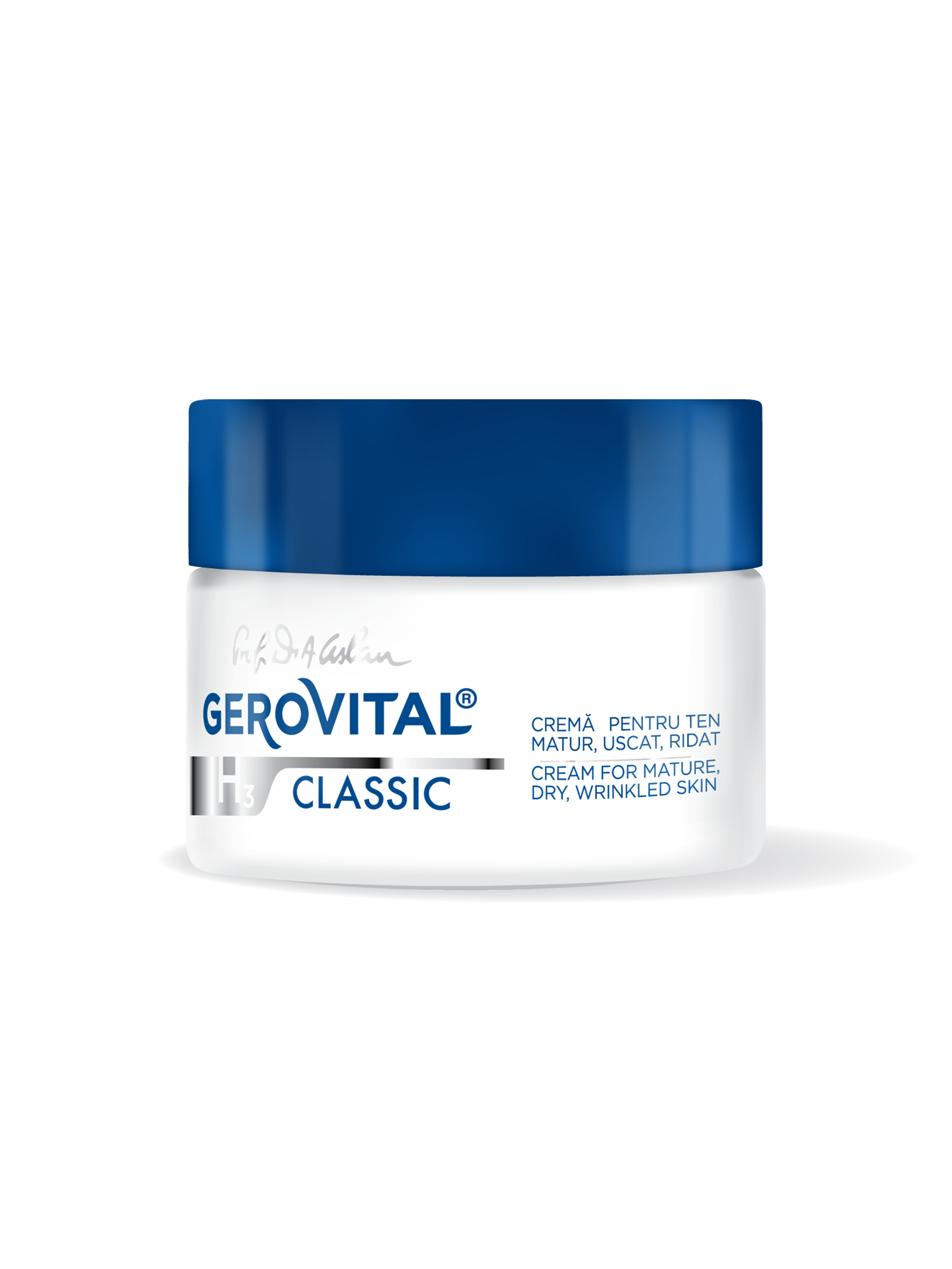 Cremă Hidratantă Cu Efect Anti-aging Intens Pentru Ten Matur, Uscat, Ridat Reconstrucție și Regenerare, Gerovital H3 Classic, 50 Ml