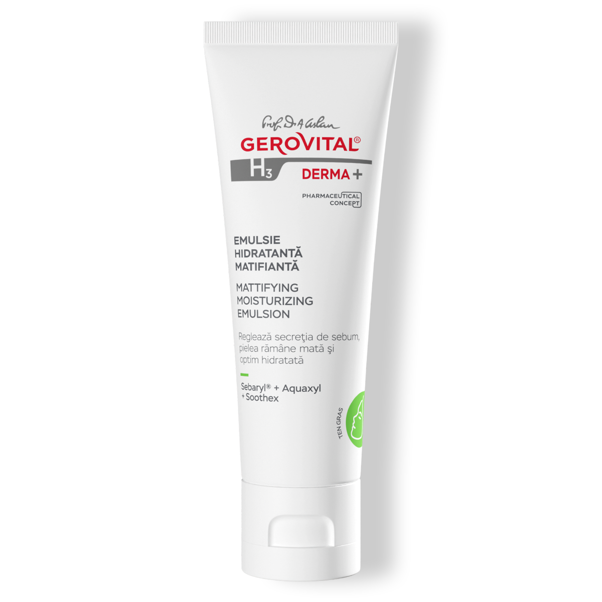 Emulsie Hidratantă Matifiantă Pentru Ten Gras Acțiune Sebo-reglatoare și Pori Reduși Vizibil, Gerovital H3 Derma+, 50 Ml