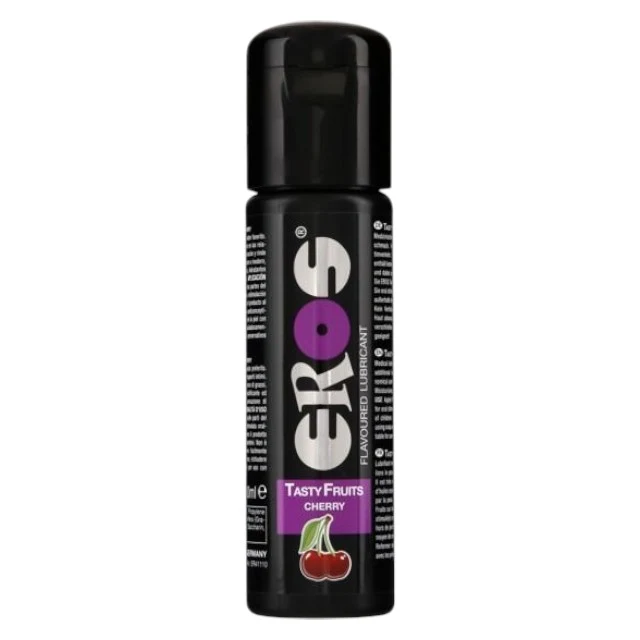 Lubrifiant cu aromă EROS Tasty Fruits Cherry, pe bază de apă, fără parabeni, aromă de cireșe, 100 ml
