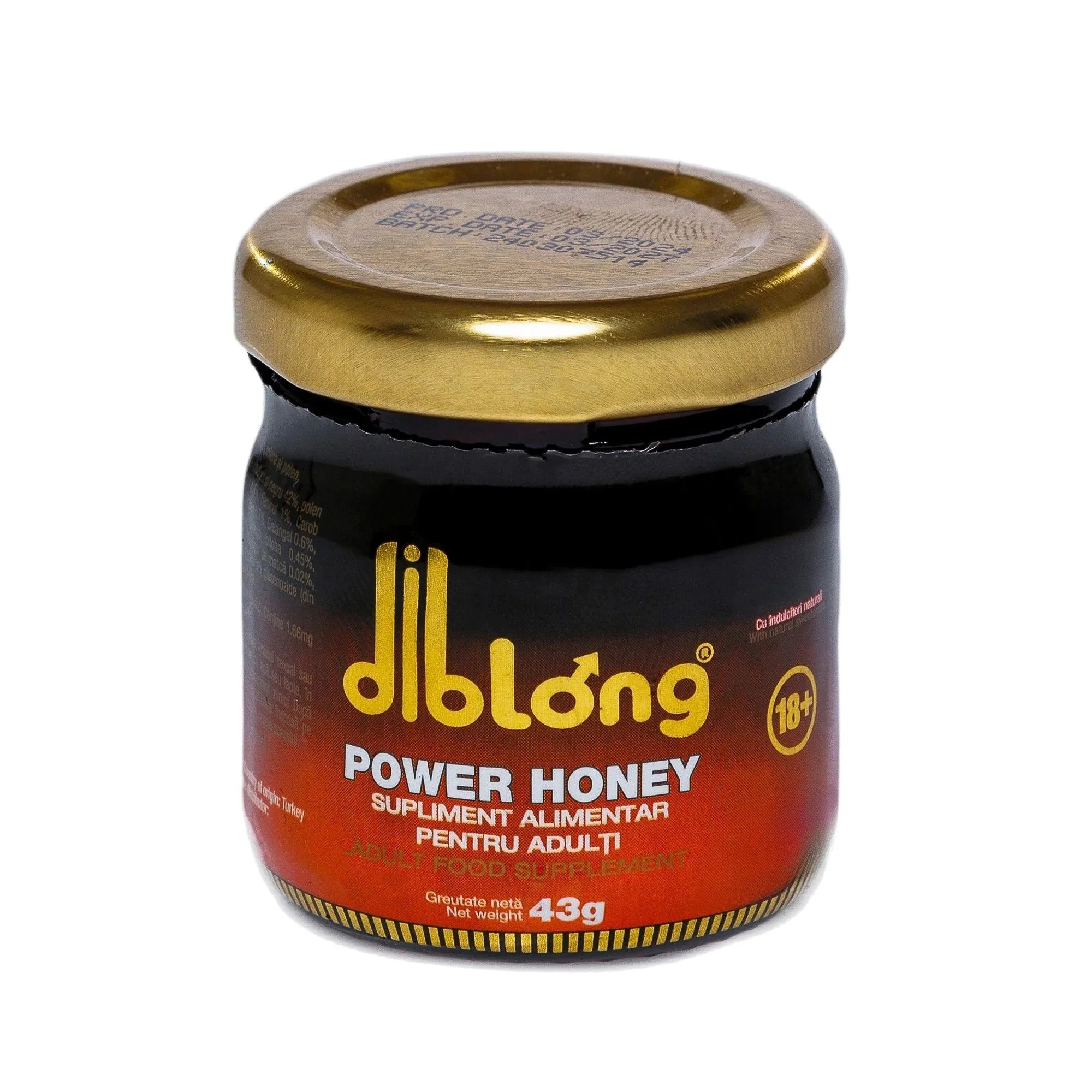 Diblong Power Honey - supliment alimentar pentru adulți cu miere și asocieri de plante care susțin sănătatea sexuală și funcția de reproducere, 43 g