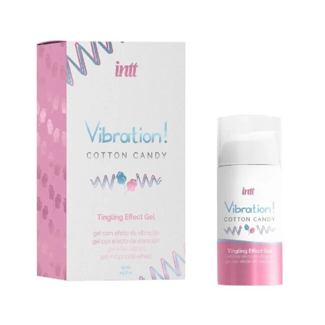 Gel pentru stimulare si excitare INTT Vibration! COTTON CANDY , cu efect de incalzire, ALB, Unisex, 15 ml