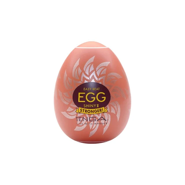 Ou masturbator TENGA Shiny II, de unică folosință, cu loțiune inclusă, interior texturat geometric, material elastic TPE