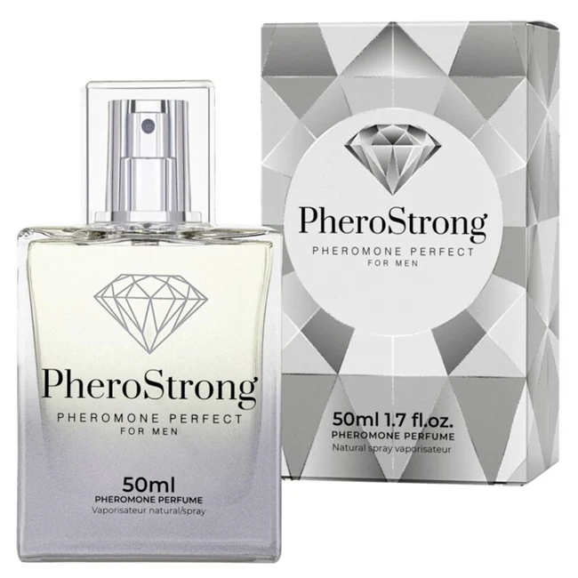 Parfum cu feromoni PHEROSTRONG Perfect, pentru bărbați, note de piper roz, ananas și vanilie, 50 ml (gri)