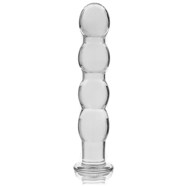 Plug anal IBIZA Nebula Model 10, din sticlă borosilicată, lungime inserabilă 15 cm, diametru 3 cm, transparent