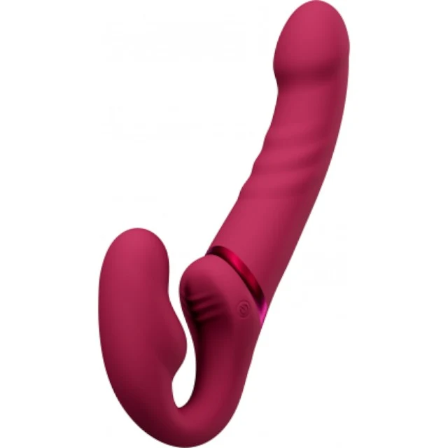 Vibrator cu dublă penetrare LOVENSE - LAPIS, control prin aplicație, stimuleză puncul G, clitorisul și prostată la barbați, 25.4 cm, roz