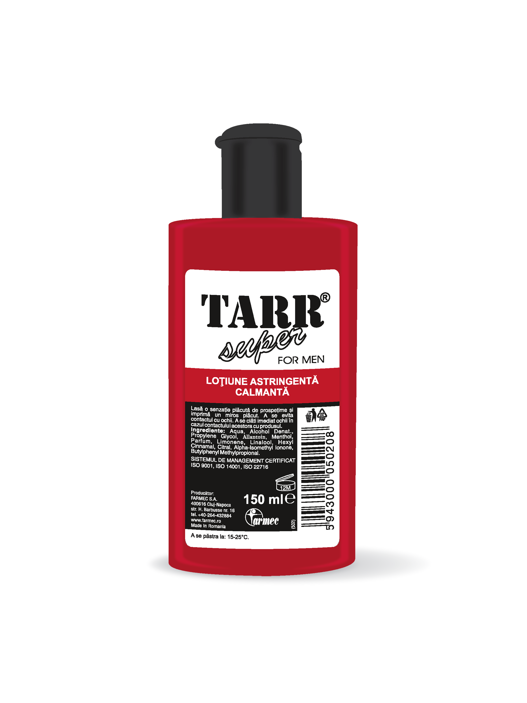 Loțiune După Ras Tarr Cu Mentol  Calmarea Iritațiilor și Revigorarea Pielii, 150 Ml