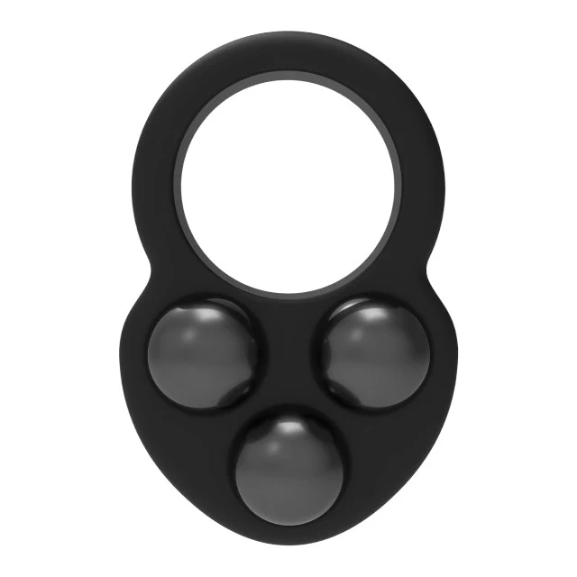 Inel pentru penis RAMROD Cockring Triple Weight, din silicon, cu 3 bile de oțel detașabile, greutate 171 grame, negru