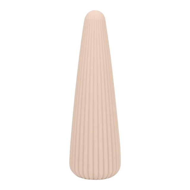 Vibrator DREAMTOYS Nude Zina, în formă de con, cu striații verticale, 10 funcții de vibrație, lungime 12.5 cm, crem
