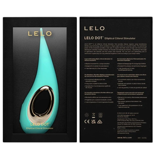 Stimulator clitoris LELO DOT AQUA, din silicon moale, cu mișcări inovatoare în formă de 8, 8 funcții de vibrație, albastru