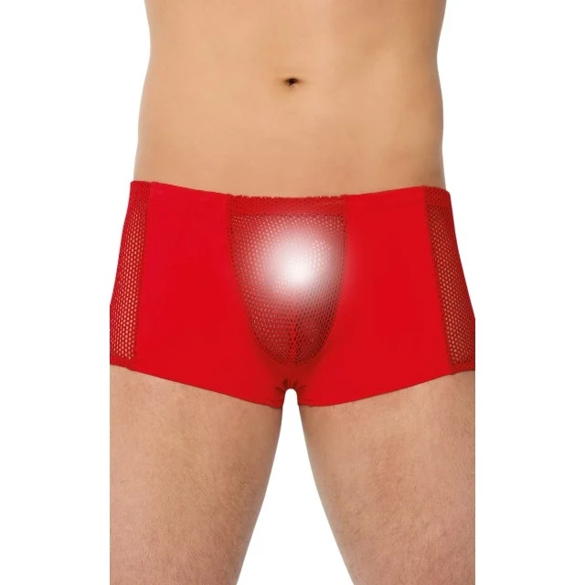 Boxeri sexy SOFTLINE Shorts 4515, lenjerie erotică pentru bărbați cu secțiune frontală din plasă, culoare roșu, mărime M