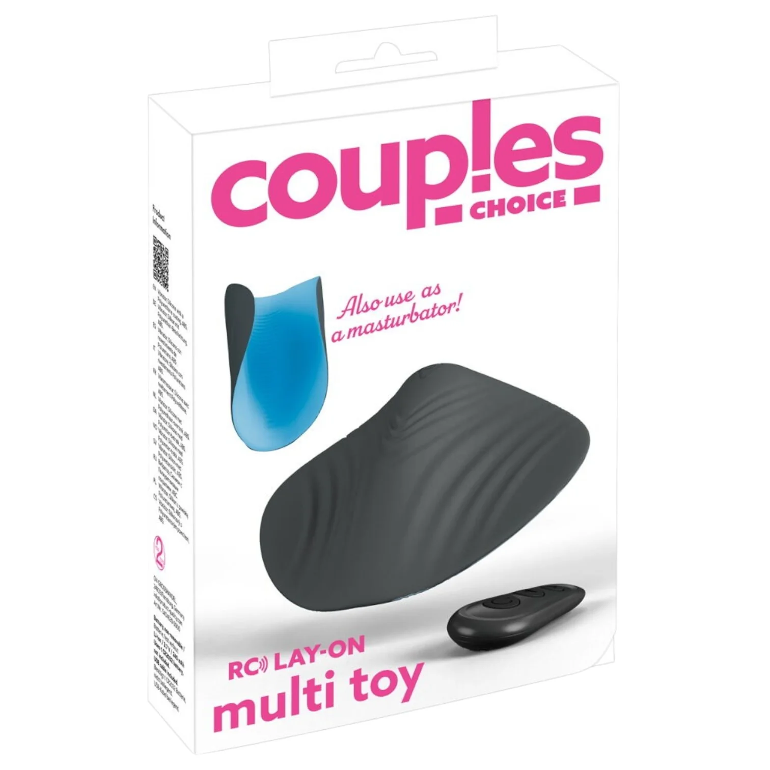 Vibrator cupluri COUPLES CHOICE Lay-on Multi Toy, stimulator clitoris și masturbator, 10 funcții de vibrație, negru cu albastru