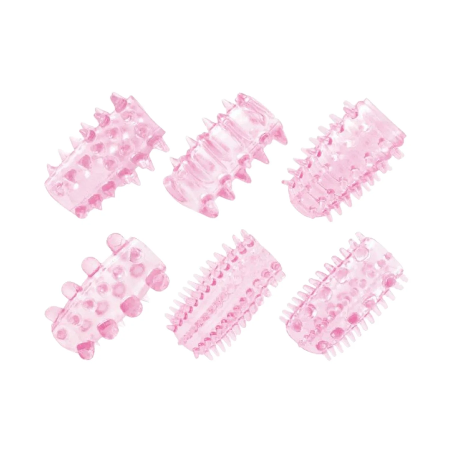 Set manșoane pentru penis TOYZ4LOVERS Pleasure, pentru stimulare intensă și îngroșare, cu 6 tipuri de striații, roz transparent