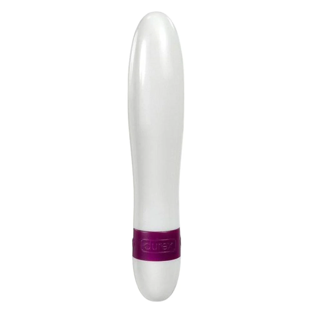 Stimulator clitoris DUREX Intense Pure Fantasy, cu vibrații multiple, rezistent la apă, lungime 15 cm, alb cu mov