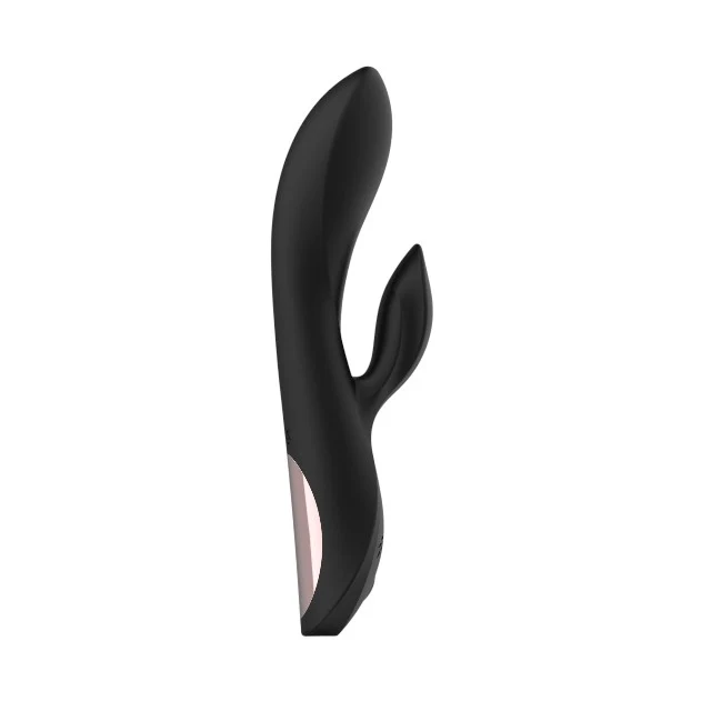 Vibrator rabbit TOYZ4LOVERS Elegance Charmin’ Style, pentru clitoris și punctul G, cu vibrații multiple, 20.3 cm, negru