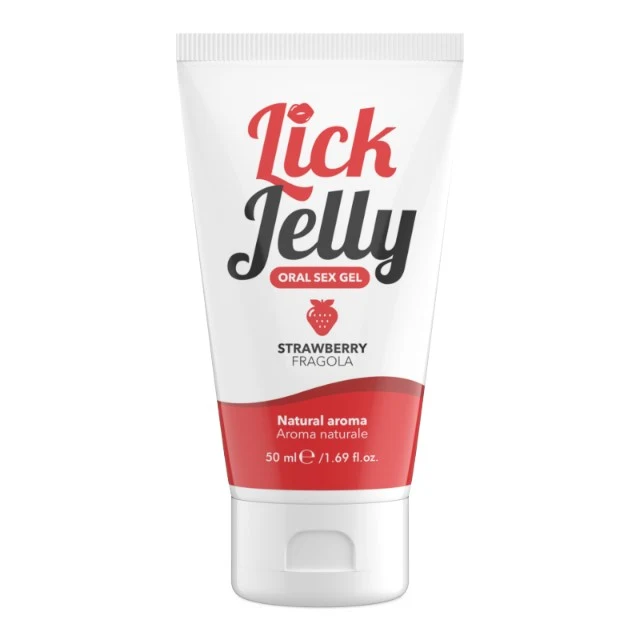 Lubrifiant cu aromă LICK JELLY Strawberry, pe bază de apă, cu aromă naturală de căpșuni, 50 ml