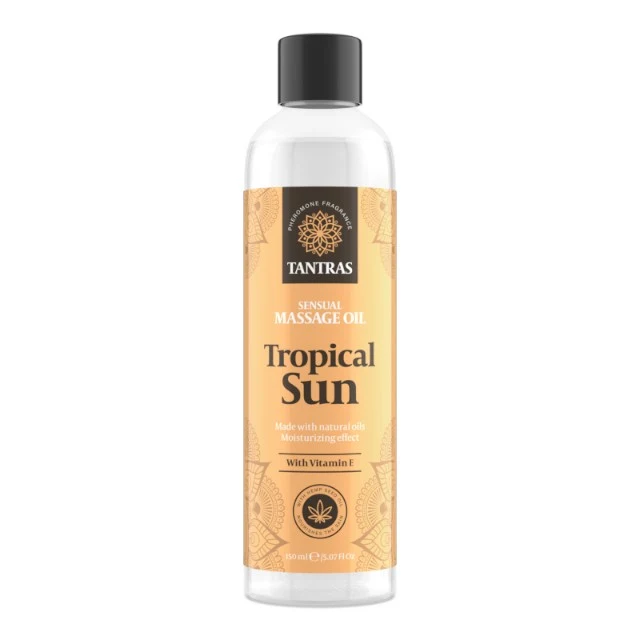 Ulei de masaj TANTRAS Tropical Sun, cu vitamina E și uleiuri naturale, aromă de citrice și lavandă, 150 ml (galben)