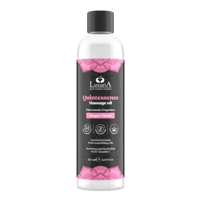 Ulei de masaj LUXURIA Quintessence Sugar Cloud, cu vitamina E și feromoni, cu aromă dulce, 150 ml