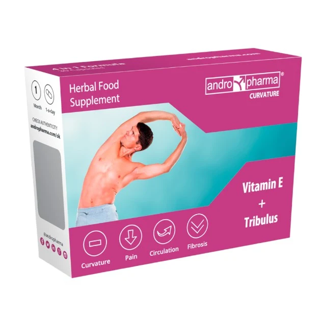 Capsule ANDROPHARMA Curvature, pentru îndreptarea penisului și susținerea sănătății sexuale masculine, 30 buc