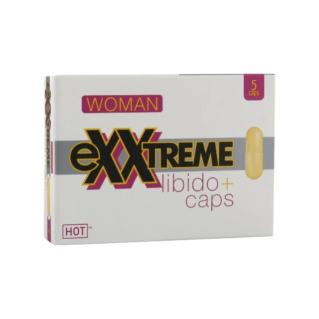 Capsule HOT Exxtreme Libido Caps, pentru creșterea libidoului feminin, cu vitamina B3 și acid folic, 5 buc