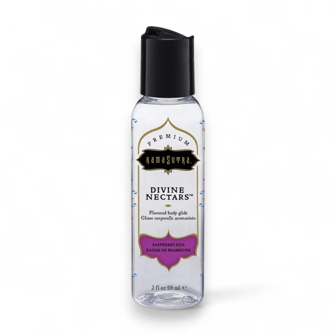 Lubrifiant cu aromă KAMASUTRA Divine Nectars Raspberry Kiss, pe bază de apă, cu aromă de zmeură, 60 ml