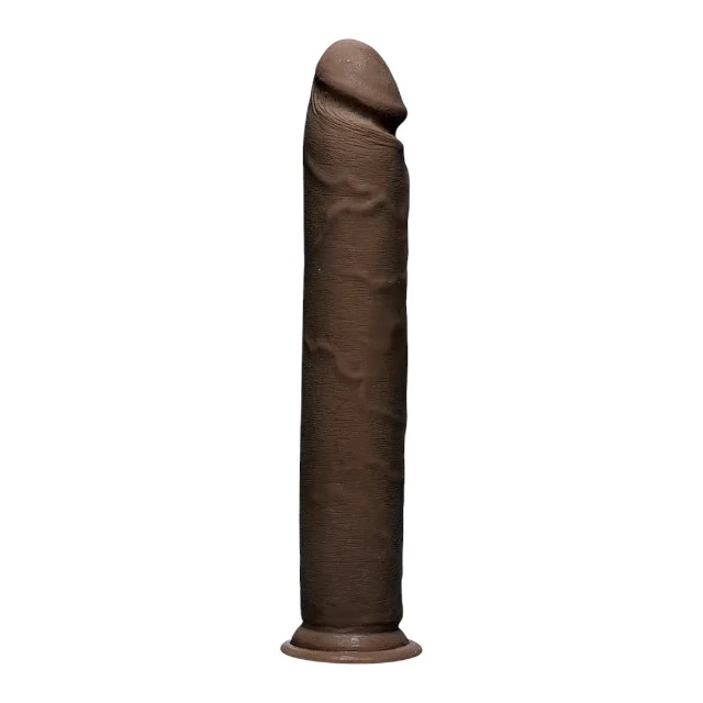 Dildo realist DOC JOHNSON THE D - Dual Density, bază cu ventuză pentru fixare, lungime 30 cm, culoarea maro