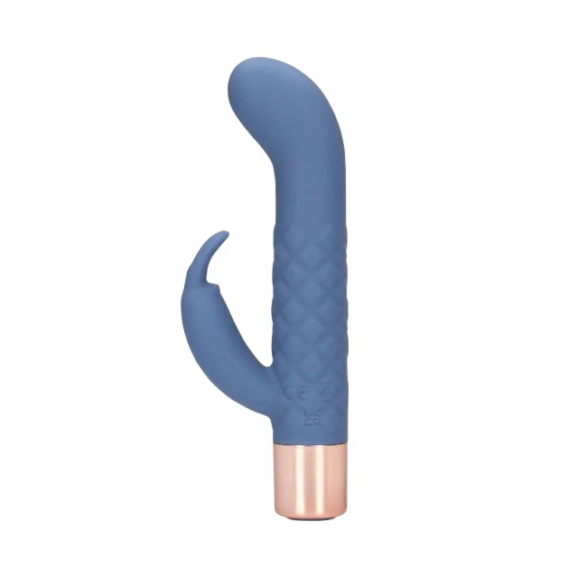 Vibrator rabbit LOVELINE Mini Rabbit Vibrator, pentru clitoris și punctul G, 10 funcții de vibrație, lungime 14.3 cm, albastru