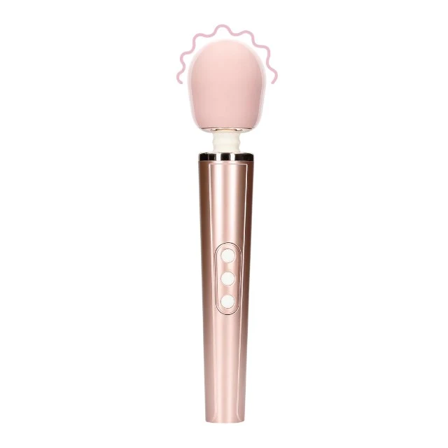 Aparat de masaj LOVELINE Wand Vibrator, pentru corp și zone intime, cu silicon ultra-moale, 6 funcții de vibrație, roz auriu