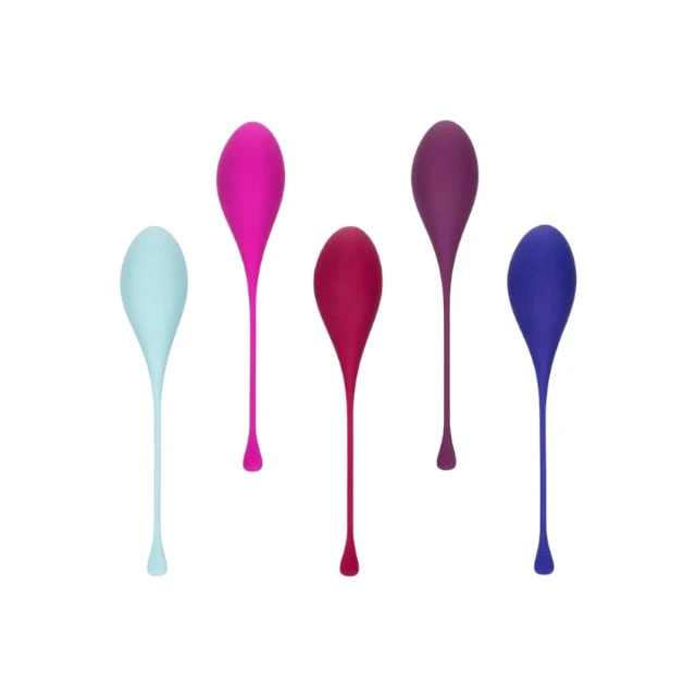 Set 5 bile kegel CALEXOTICS Tighten & Tone, pentru tonifierea mușchilor pelvieni, din silicon premium, multicolor