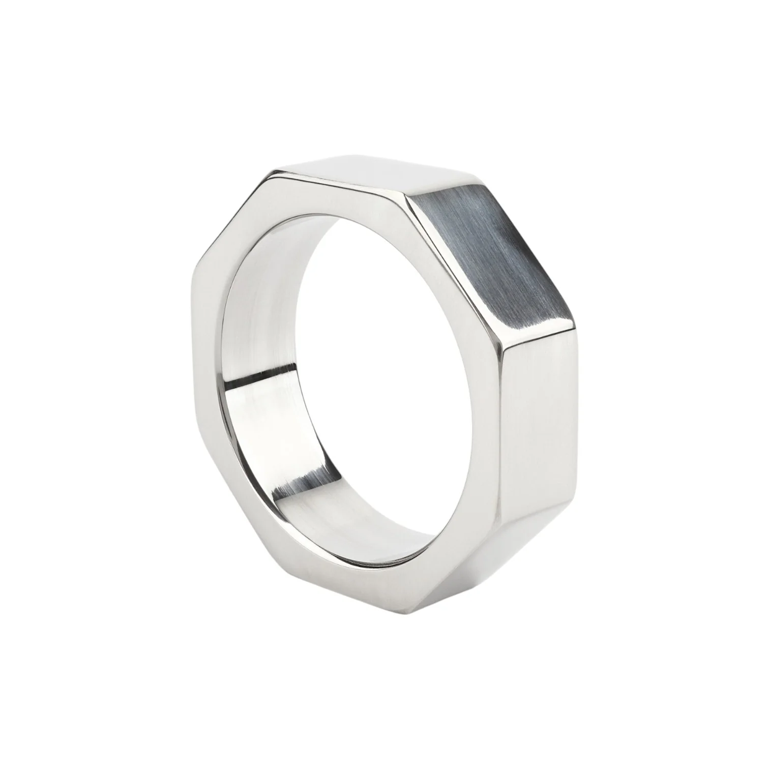 Inel pentru penis MR. STEEL Nut C-Ring, în formă de piuliță, din oțel inoxidabil, diametru 4.5 cm (mic), argintiu