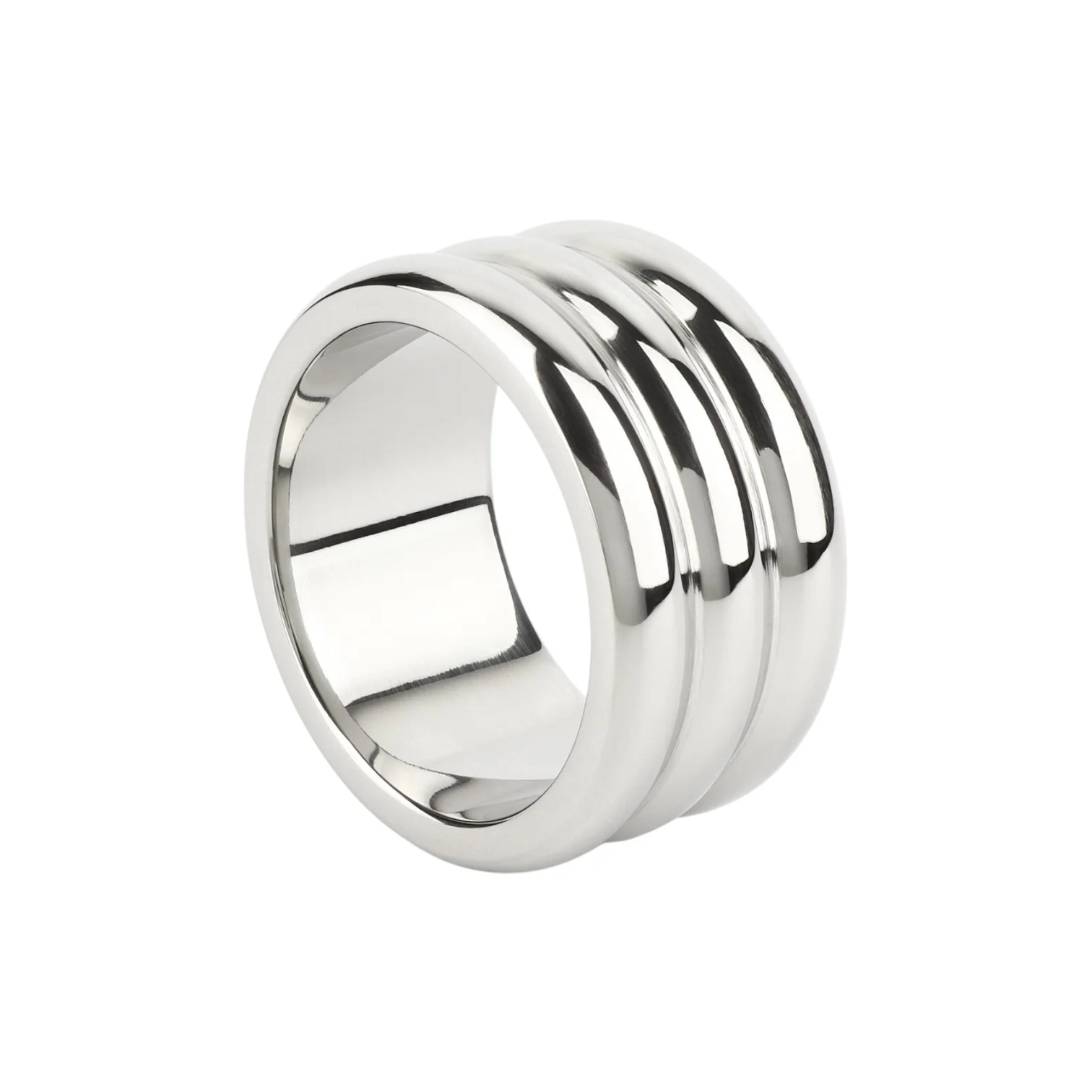 Inel pentru penis MR. STEEL Elegant Deep C-Ring, cu striații, din oțel inoxidabil, diametru 4.5 cm (mic), argintiu
