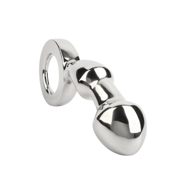 Plug anal MR. STEEL Drang Fun Plug, cu inel pentru extracție, din oțel inoxidabil, lungime 13 cm, argintiu