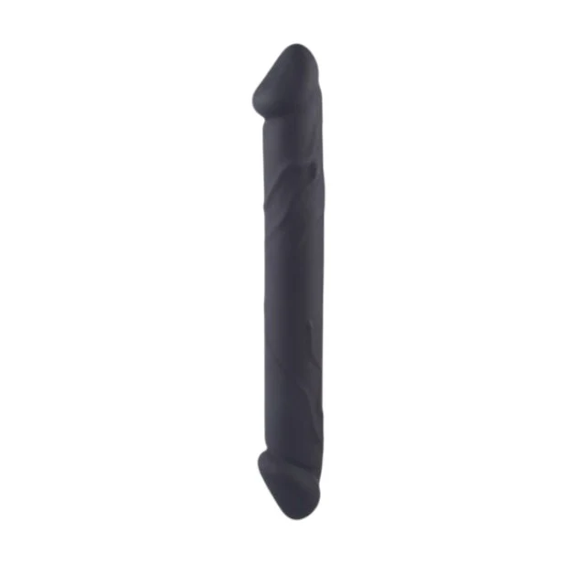 Dildo cu două capete TOYZ4LOVERS Double Joy, din silicon hipoalergenic, lungime 23 cm, diametru 3 cm, negru