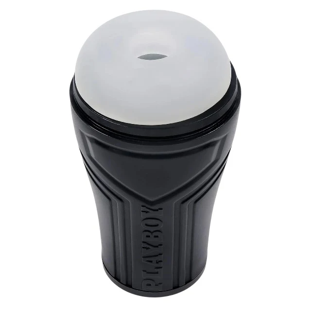 Masturbator PLAYBOY The Urge Small, din TPE texturat pentru stimulare intensă, rezistent la apă, lungime 17 cm, negru
