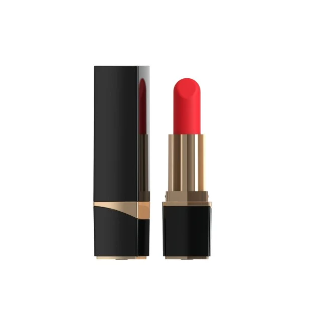 Stimulator clitoris MINA Glossy Lipstick Vibrator, în formă de ruj, 10 funcții de vibrație, rezistent la apă IPX7, negru cu roșu