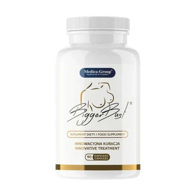 Capsule MEDICA-GROUP Bigger Bust, pentru mărirea și fermitatea sânilor, cu extract de trifoi roșu, 90 bucăți