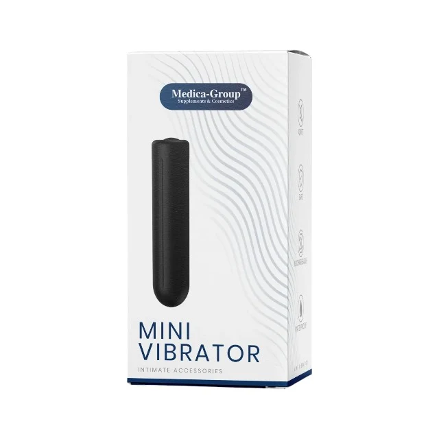 Stimulator clitoris MEDICA-GROUP Mini Vibrator, din silicon, cu vibrații silențioase, rezistent la apă, negru