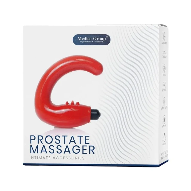 Vibrator anal MEDICA-GROUP Prostate Massager, pentru stimularea prostatei, rezistent la apă, roșu
