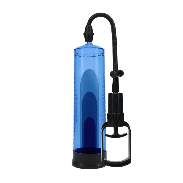 Pompă manuală PUMPED Basic Pump 2, pentru mărirea penisului și îmbunătățirea performanțelor sexuale, 31 cm, albastru