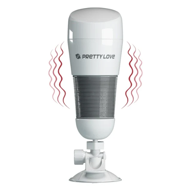 Masturbator manual PRETTY LOVE Hedy, simulare anală realistă, cu vibrator bullet inclus, bază cu ventuză pentru fixare, alb