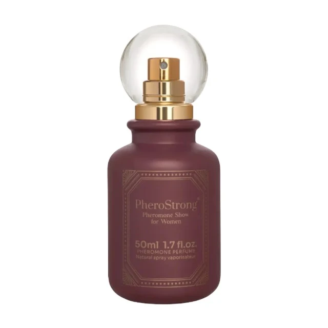 Parfum cu feromoni PHEROSTRONG Show For Women, pentru femei, note de lichior, trandafir turcesc și scorțișoară, 50 ml
