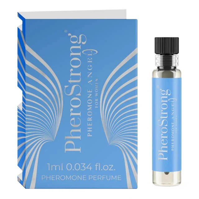 Mostră parfum cu feromoni PHEROSTRONG Angel For Women, pentru femei, note de lămâie, cafea și trandafir, 1 ml