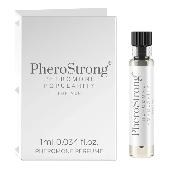 Mostră parfum cu feromoni PHEROSTRONG Popularity For Men, pentru bărbați, note de bergamotă, salvie și brad, 1 ml