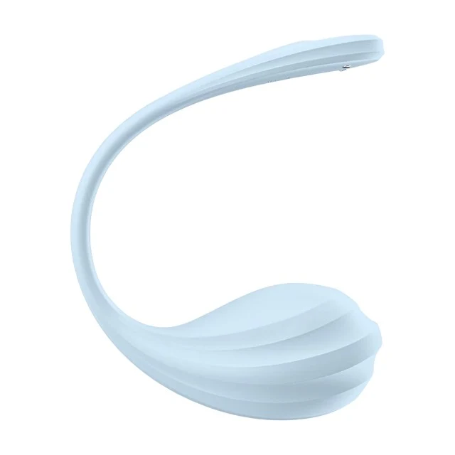 Vibrator pentru cupluri SATISFYER Smooth Petal, control prin aplicație, vibrații personalizate, rezistent la apă IPX7, albastru