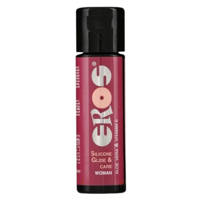 Lubrifiant EROS Silicone Glide & Care Woman, pentru femei, pe bază de silicon, cu aloe vera și vitamina E, 30 ml