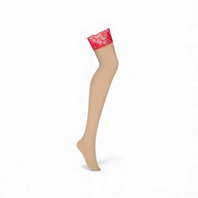 Dresuri sexy OBSESSIVE Matildea, design cu benzi de dantelă roșie, culoarea pielii, mărime S/M