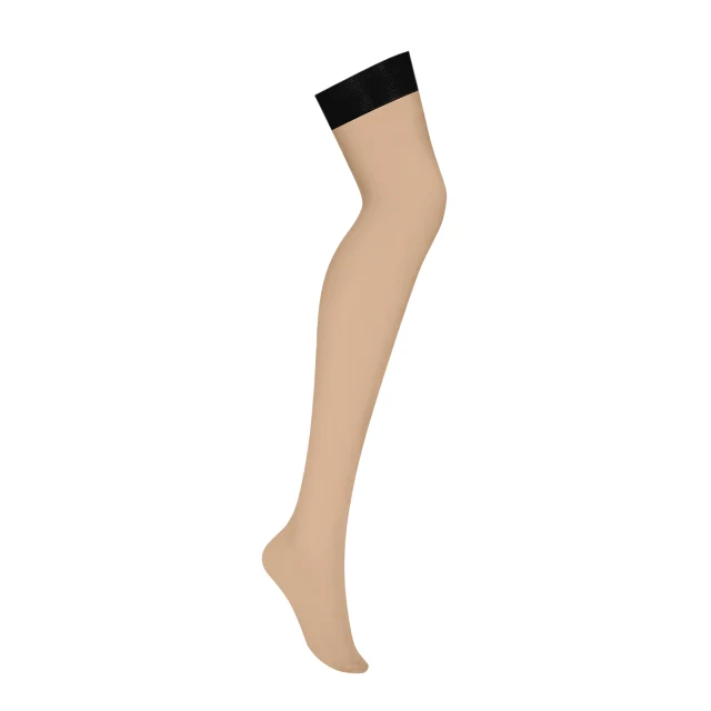 Dresuri sexy OBSESSIVE, pentru portjartier, design cu benzi de dantelă neagră, culoarea pielii, mărime L/XL (model S814)